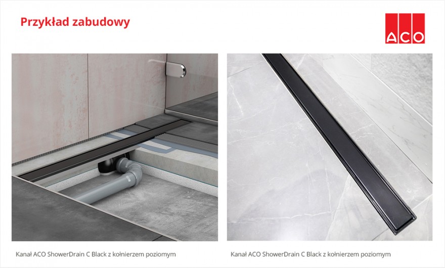 ACO ShowerDrain C Black - przykład zabudowy